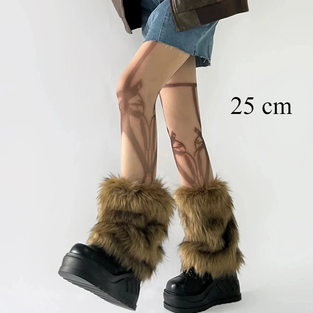 Ocieplacze na nogi ze sztucznego futra Lolita Harajuku damskie Czarny