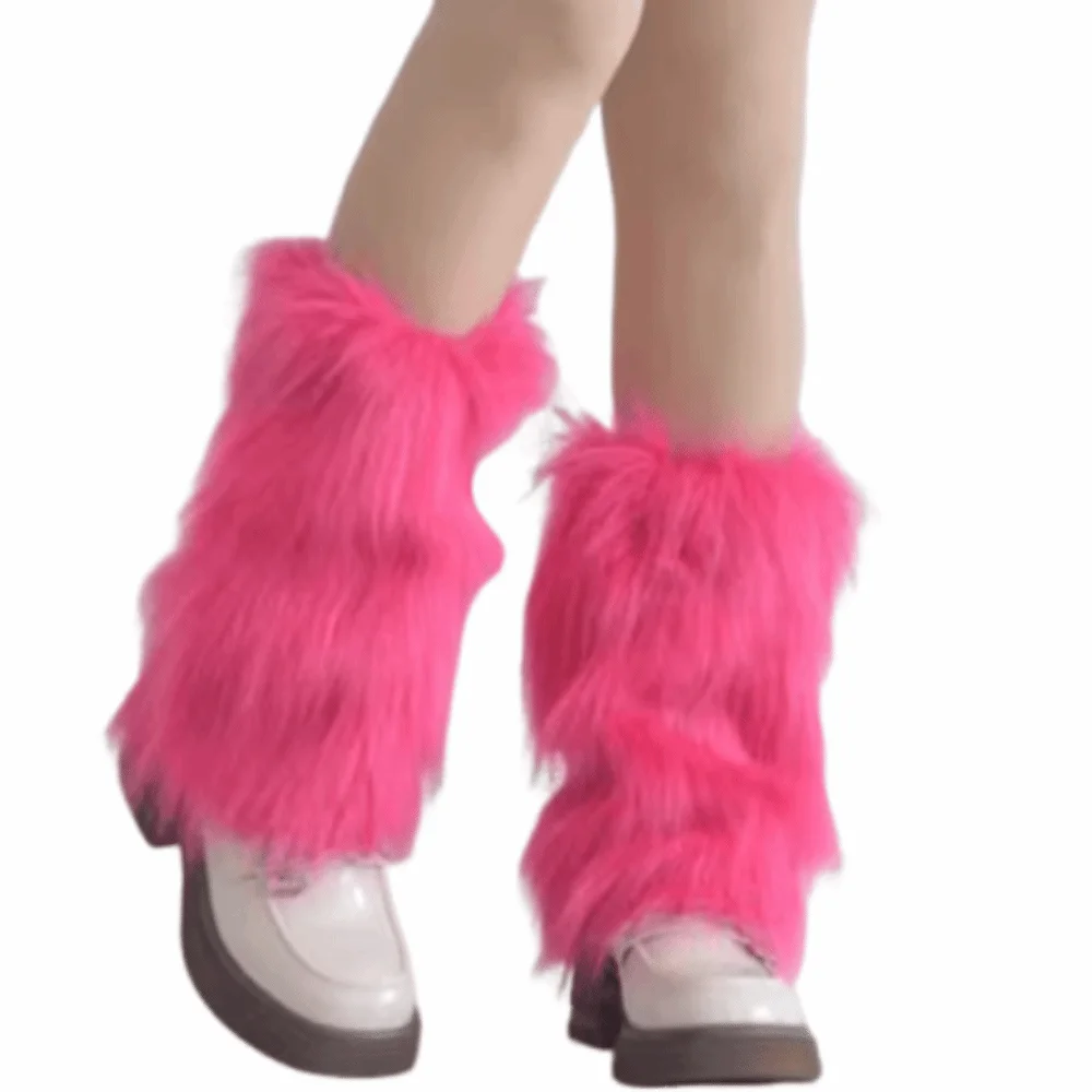 Ocieplacze na nogi ze sztucznego futra w stylu Lolita Y2K Khaki