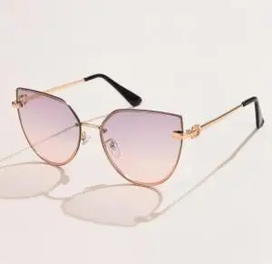 Okulary przeciwsłoneczne damskie cat eye bez oprawek w stylu vintage Różowy