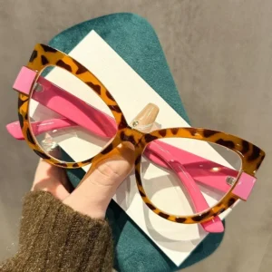 Okulary cat eye z dużą oprawką blokujące niebieskie światło Biały
