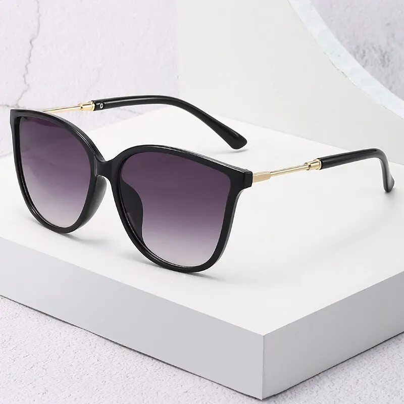 Okulary przeciwsłoneczne damskie cat eye vintage z lustrzanymi soczewkami Czarny