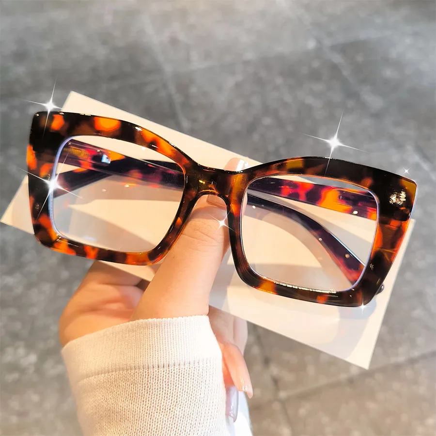 Okulary do czytania cat eye z dużymi oprawkami w stylu vintage Brązowy