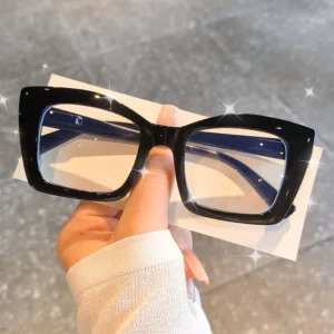 Okulary do czytania cat eye z dużymi oprawkami w stylu vintage Czarny
