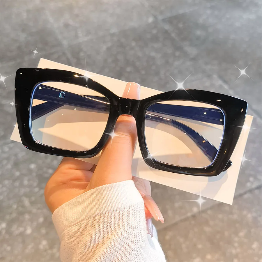 Okulary do czytania cat eye z dużymi oprawkami w stylu vintage Czarny