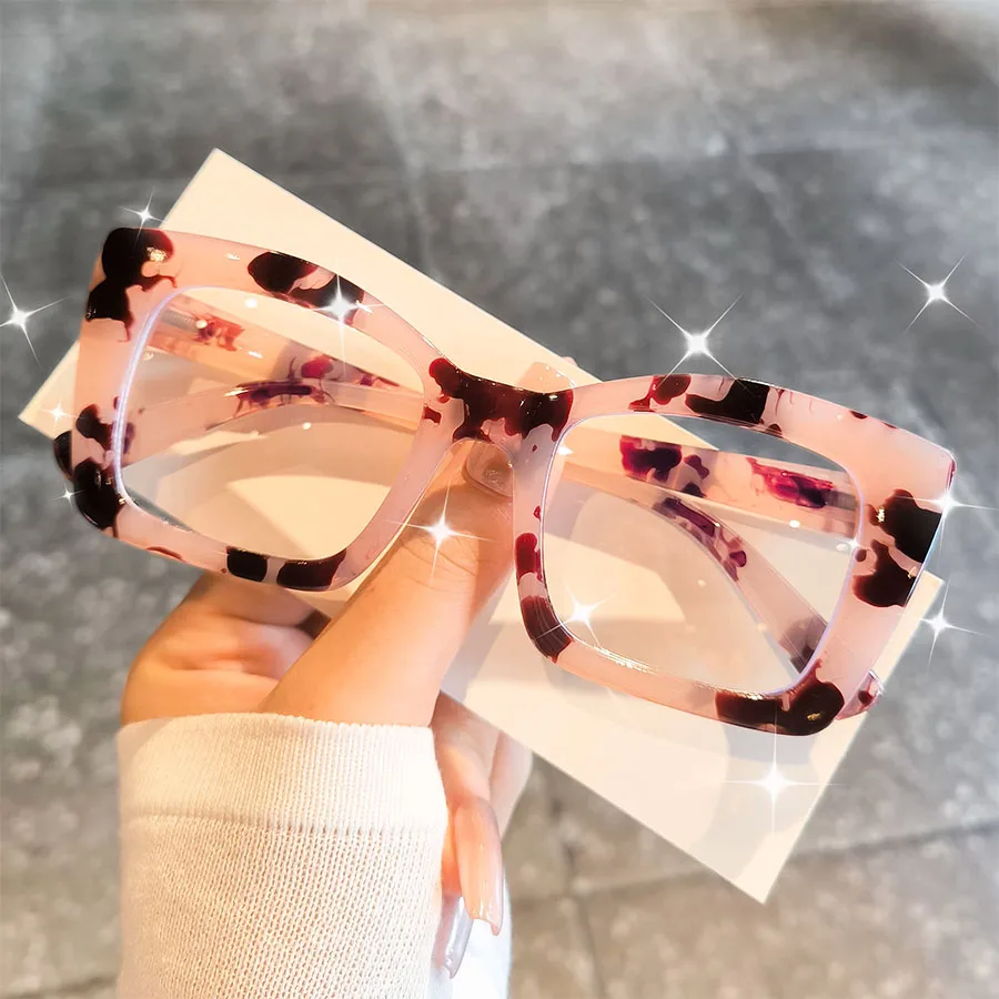 Okulary do czytania cat eye z dużymi oprawkami w stylu vintage Różowy