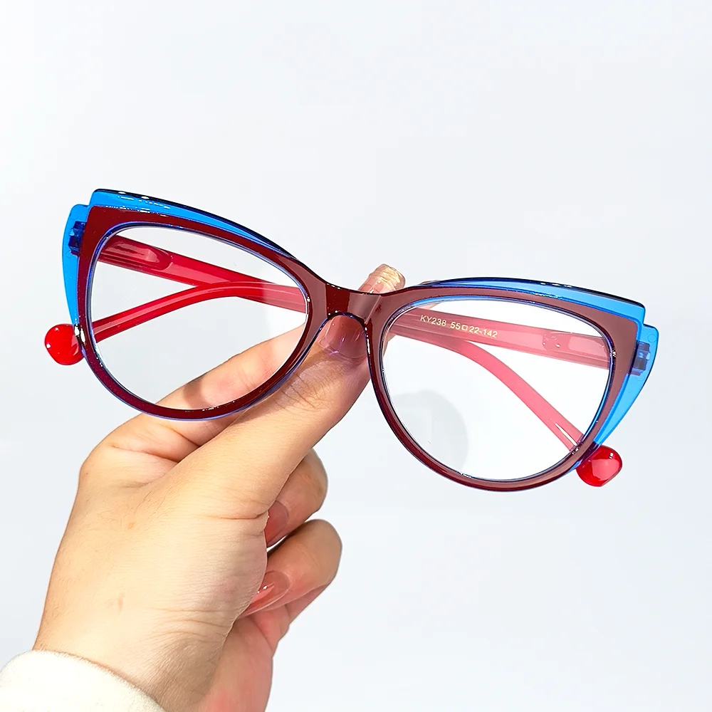 Okulary do czytania cat eye dla kobiet w stylu retro, moce od +1,0 do +4,0 Kolorowy