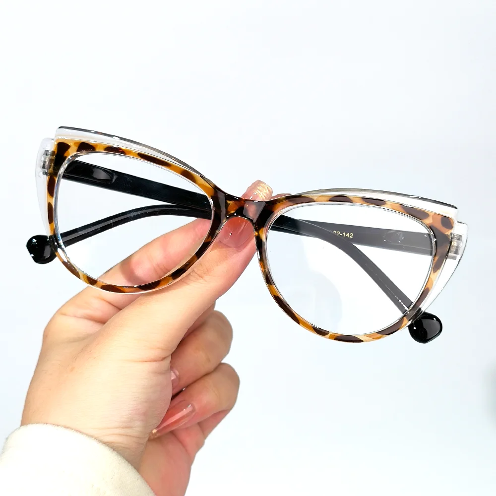 Okulary do czytania cat eye dla kobiet w stylu retro, moce od +1,0 do +4,0 Pomarańczowy