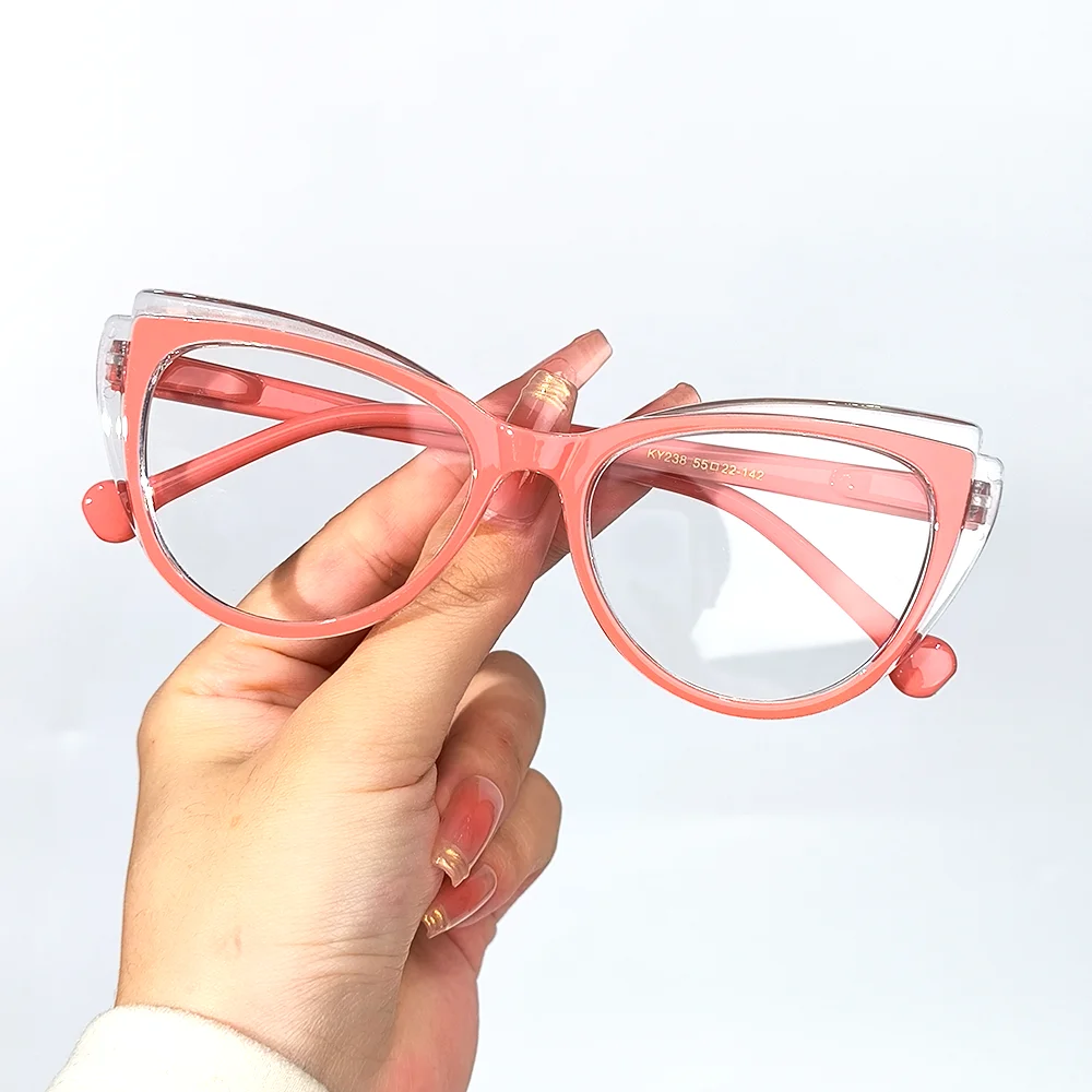 Okulary do czytania cat eye dla kobiet w stylu retro, moce od +1,0 do +4,0 Różowy
