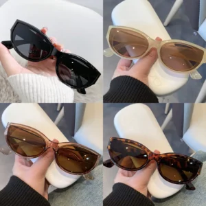 Okulary przeciwsłoneczne damskie małe cat eye wielokolorowe vintage Pomarańczowy