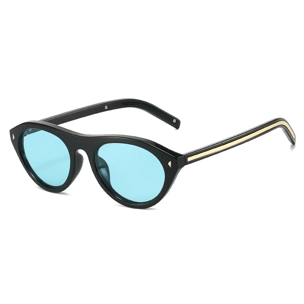 Okulary przeciwsłoneczne damskie małe okrągłe cat eye w panterkę Szary
