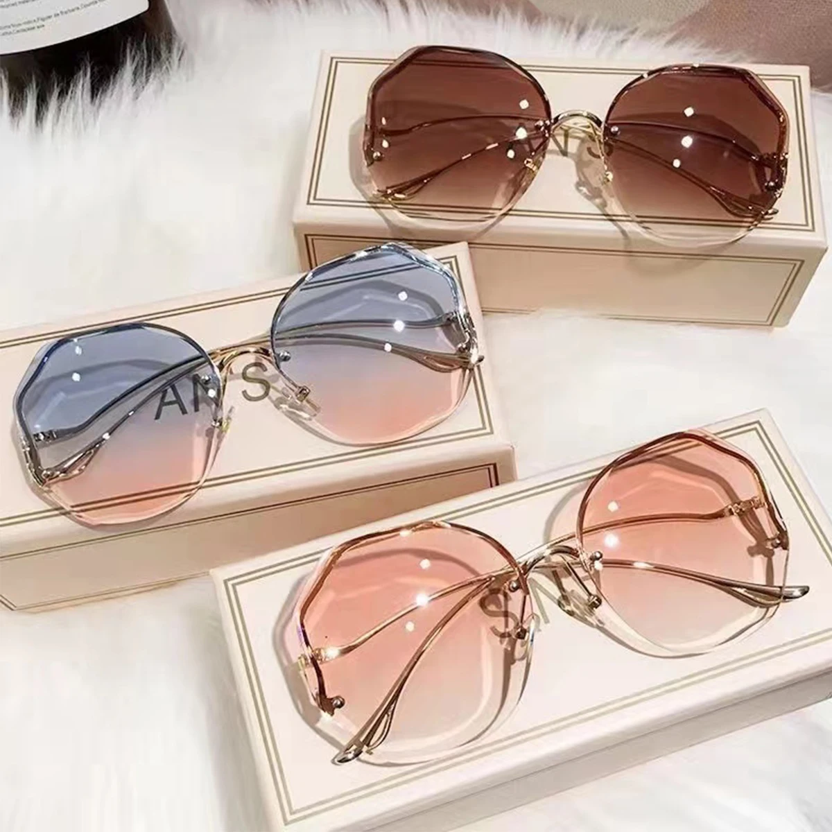 Okulary przeciwsłoneczne damskie oversize cat eye z ochroną UV400 żółty