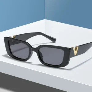 Okulary przeciwsłoneczne damskie retro cat eye z małą oprawką Czarny
