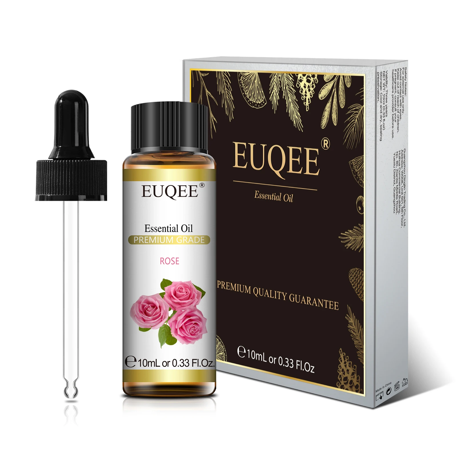 Olejek zapachowy EUQEE 10ml – seria kwiatowa lawenda, róża, jaśmin i ylang Biały