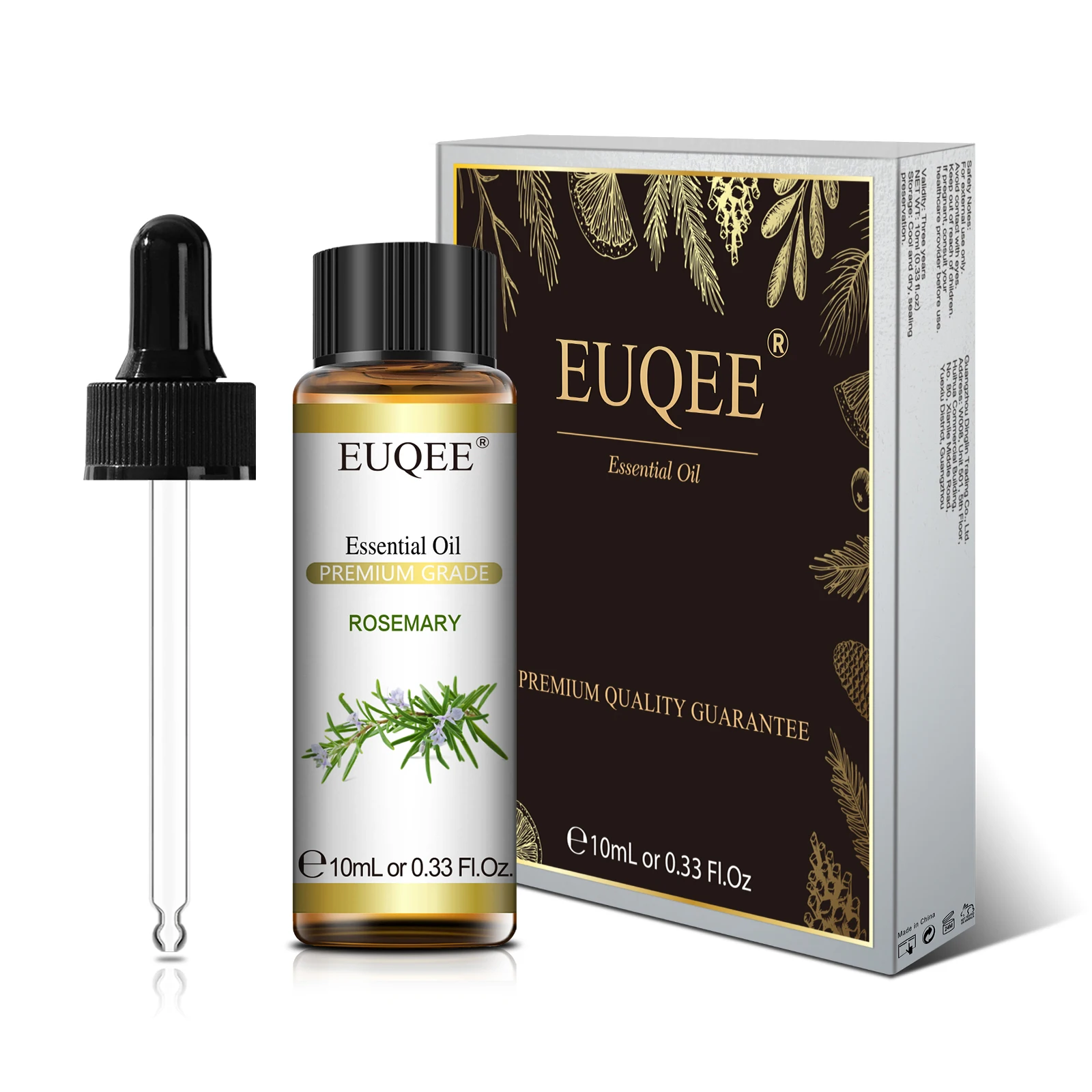 Olejek zapachowy EUQEE 10ml – seria kwiatowa lawenda, róża, jaśmin i ylang Szary