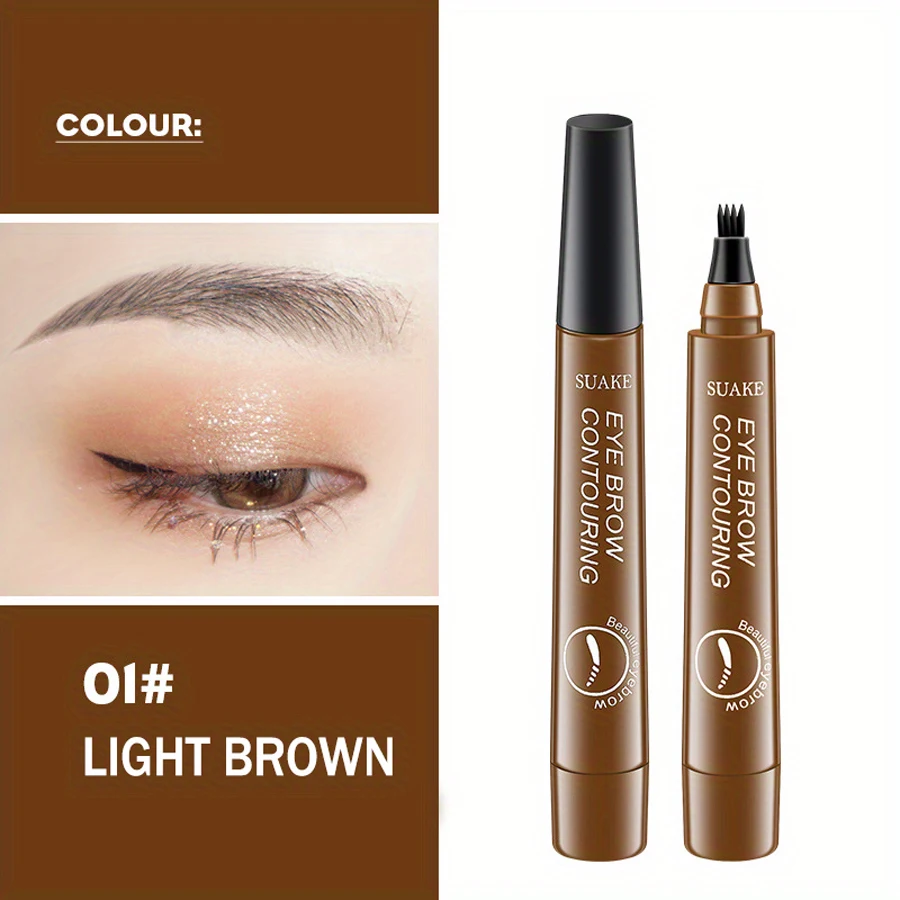 Ołówek do brwi microblading z 4 końcówkami — naturalny efekt Czerwony