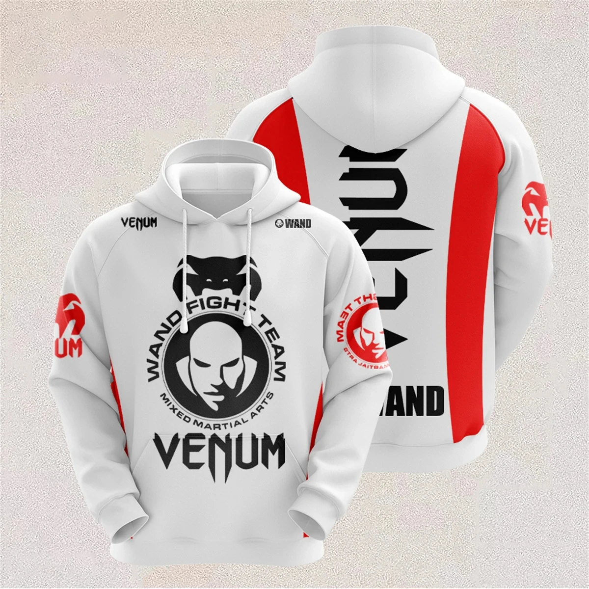 Oversize bluza z kapturem streetwear unisex Beżowy
