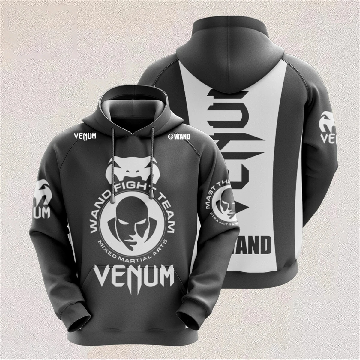 Oversize bluza z kapturem streetwear unisex Ciemnoszary