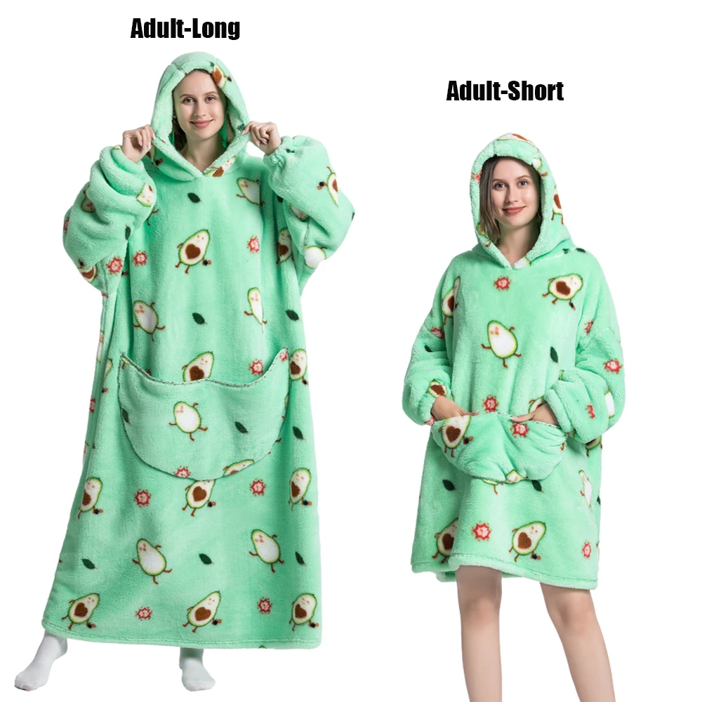 Oversize bluza koc z kapturem – flanelowa, bardzo ciepła Beżowy