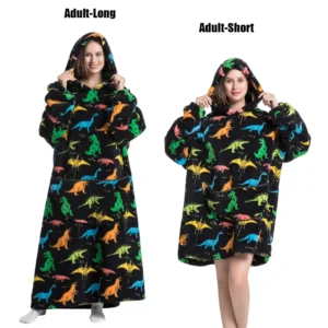 Oversize bluza koc z kapturem – flanelowa, bardzo ciepła Mięta