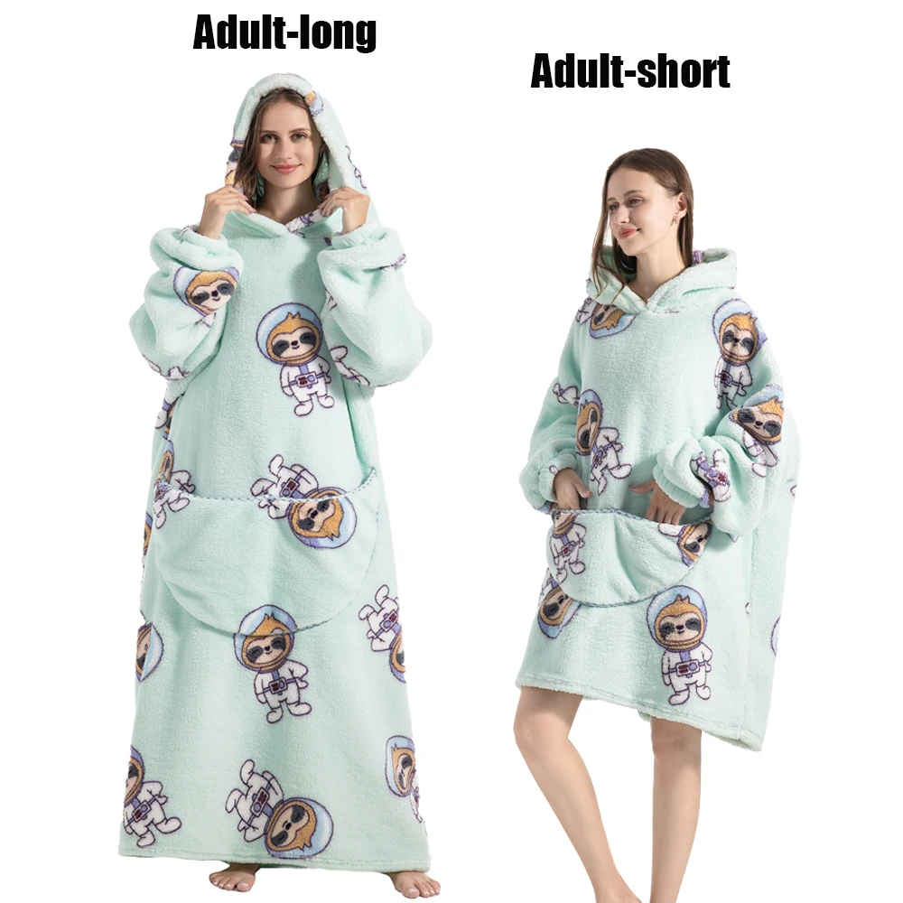 Oversize bluza koc z kapturem – flanelowa, bardzo ciepła żółty