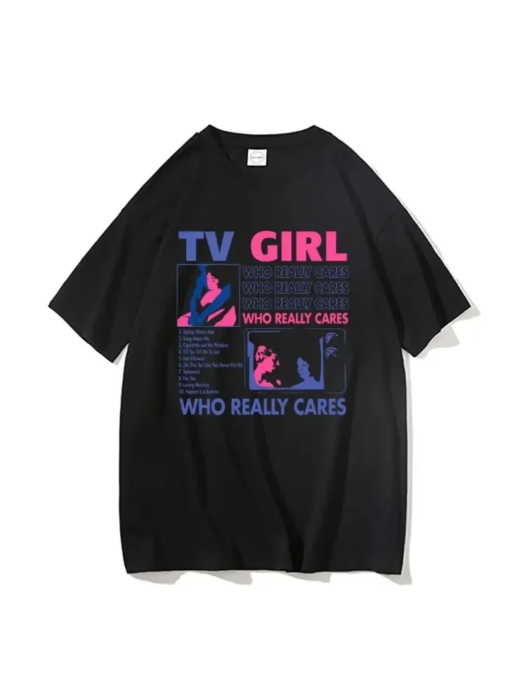 Oversized T-shirt z nadrukiem rockowym — luźna koszulka w stylu street Czarny