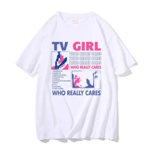 Oversized T-shirt z nadrukiem rockowym — luźna koszulka w stylu street Biały