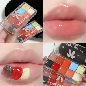 Paleta 10 kolorów błyszczyku do ust jelly Fioletowy