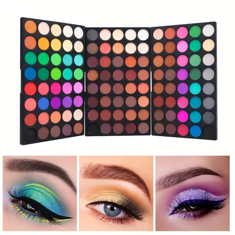 Paleta 120 cieni do powiek brokat i mat tęczowa 3w1 Fioletowy
