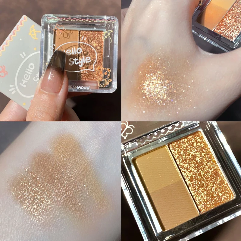 Mini paleta 3 cieni do powiek z brokatem — fiolet i nude Armijna zieleń