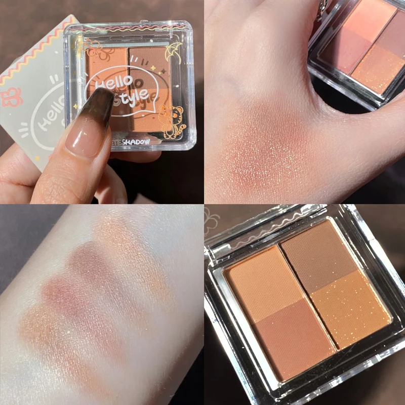 Mini paleta 3 cieni do powiek z brokatem — fiolet i nude Błękitny