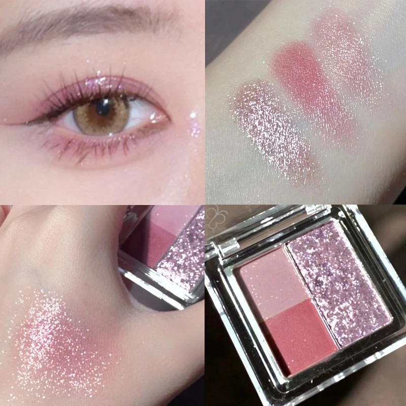 Mini paleta 3 cieni do powiek z brokatem — fiolet i nude Czekolada