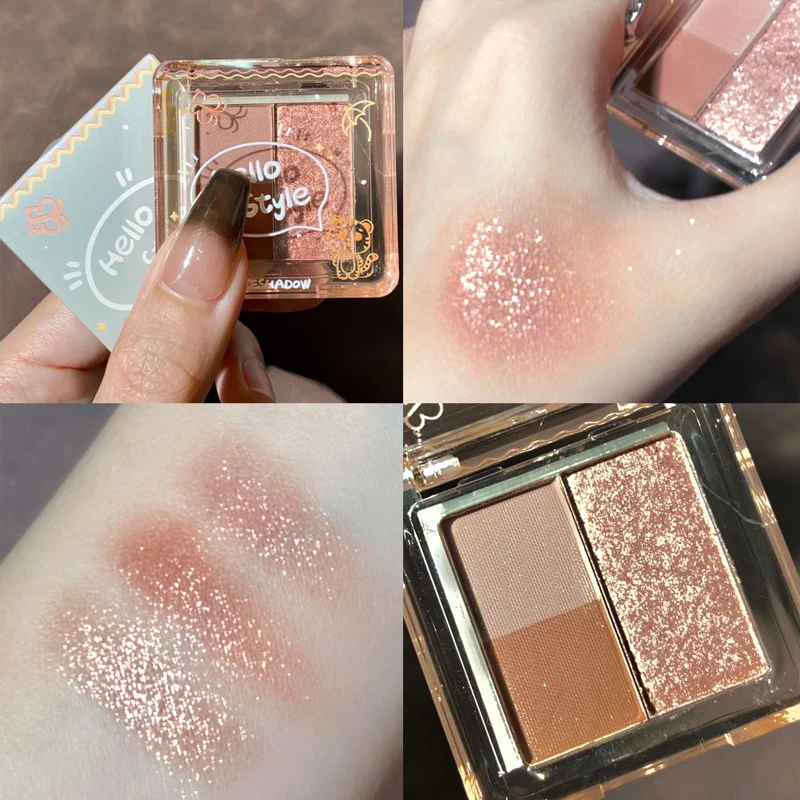Mini paleta 3 cieni do powiek z brokatem — fiolet i nude Pomarańczowy