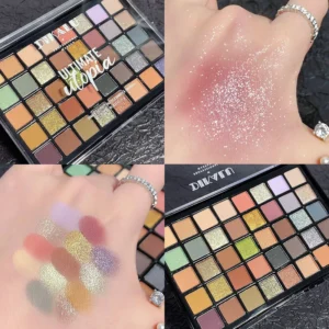 Paleta 40 cieni do powiek shimmer i matowych koreańska Armijna zieleń