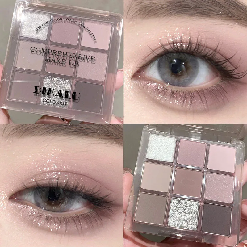 Paleta 9 cieni do powiek Dark Punk smoky z rozświetlaczem Armijna zieleń