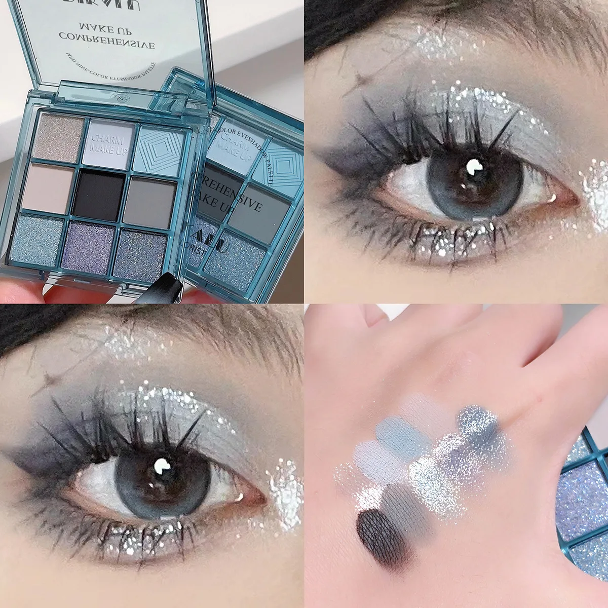Paleta 9 cieni do powiek Dark Punk smoky z rozświetlaczem Czekolada