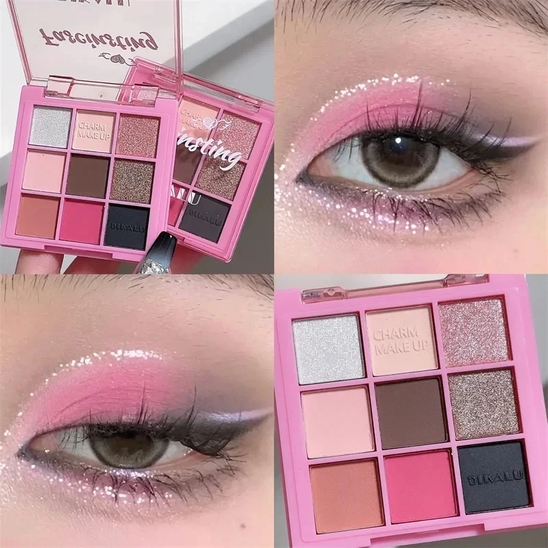 Paleta 9 cieni do powiek Dark Punk smoky z rozświetlaczem Jasnozielony