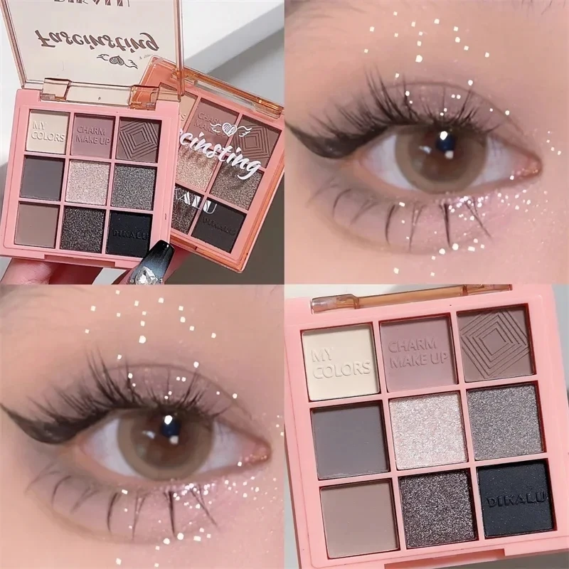 Paleta 9 cieni do powiek Dark Punk smoky z rozświetlaczem Jasnożółty