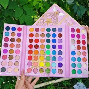 Paleta 96 cieni do powiek — shimmer, matowe i z brokatem Armijna zieleń
