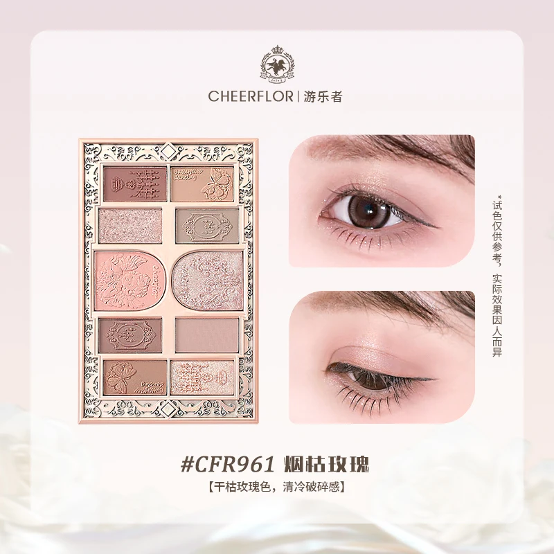 Paleta cieni do powiek 10 kolorów nude shimmer glitter Cheerflor Błękitny