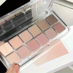 Paleta cieni do powiek 12 kolorów morela earth tones mat długotrwała Armijna zieleń