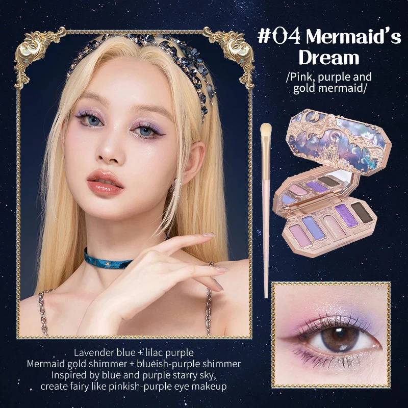 Paleta cieni Flower Knows Swan Ballet - 6 odcieni matowych i brokatowych Jasnoszary