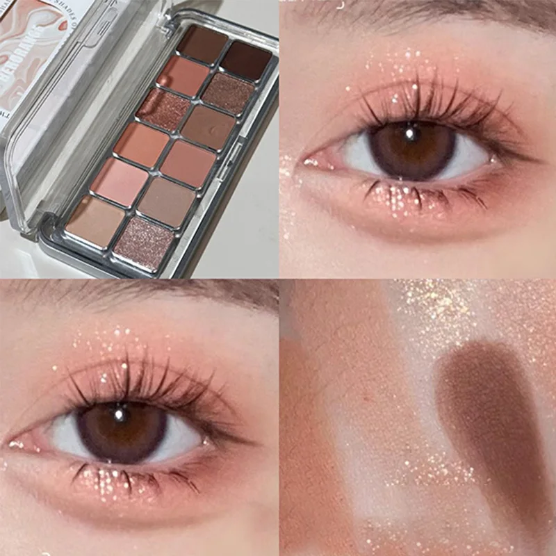 Paleta cieni Herorange 12 odcieni ziemiste brązy mat brokat Czarny
