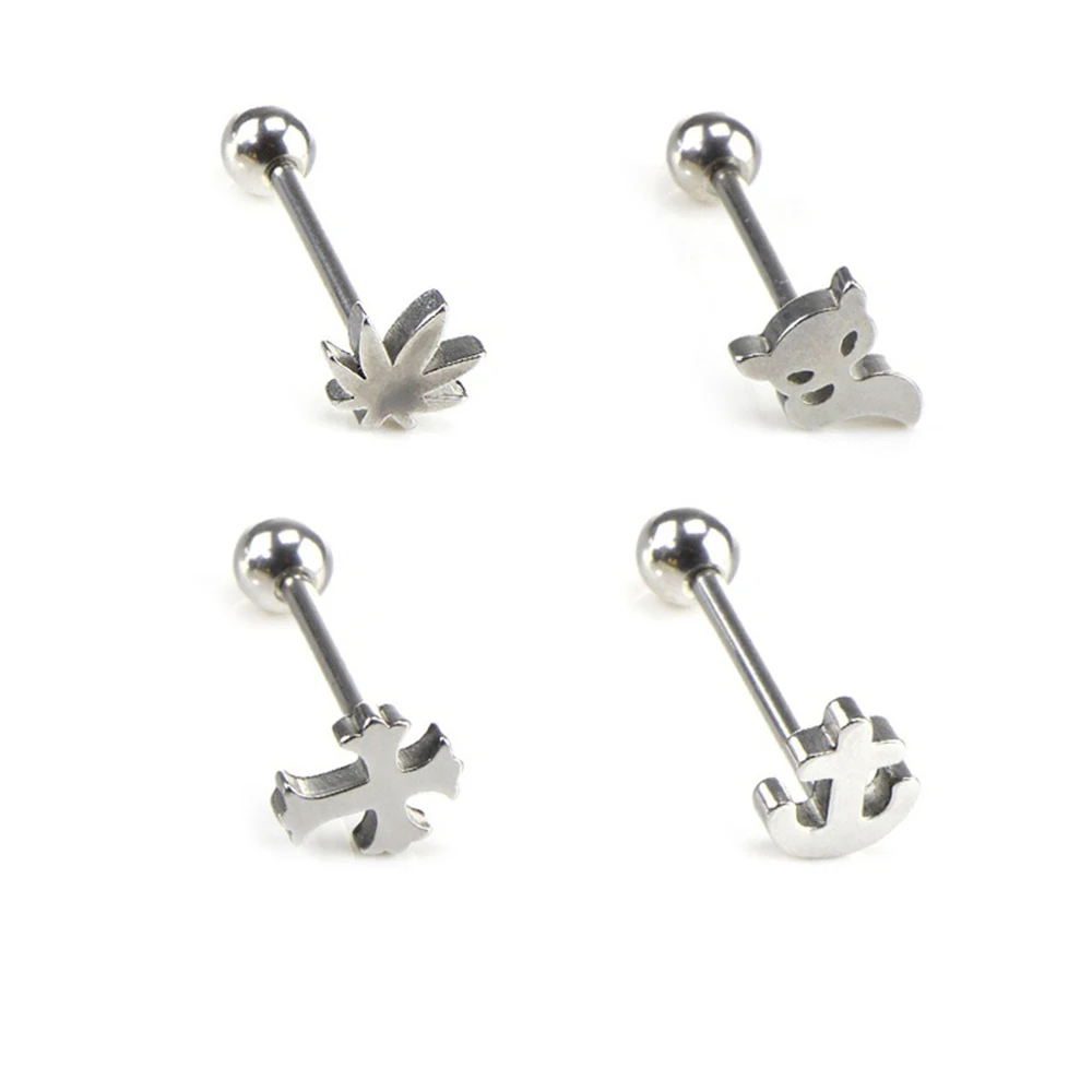 Piercing języka akrylowy punk z kapsułką i kostką do gry Kolor różowego złota