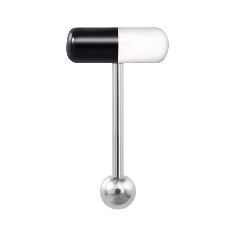 Piercing języka kapsułka – akrylowa pigułka, stal chirurgiczna 14G punk Jasnożółty kolor