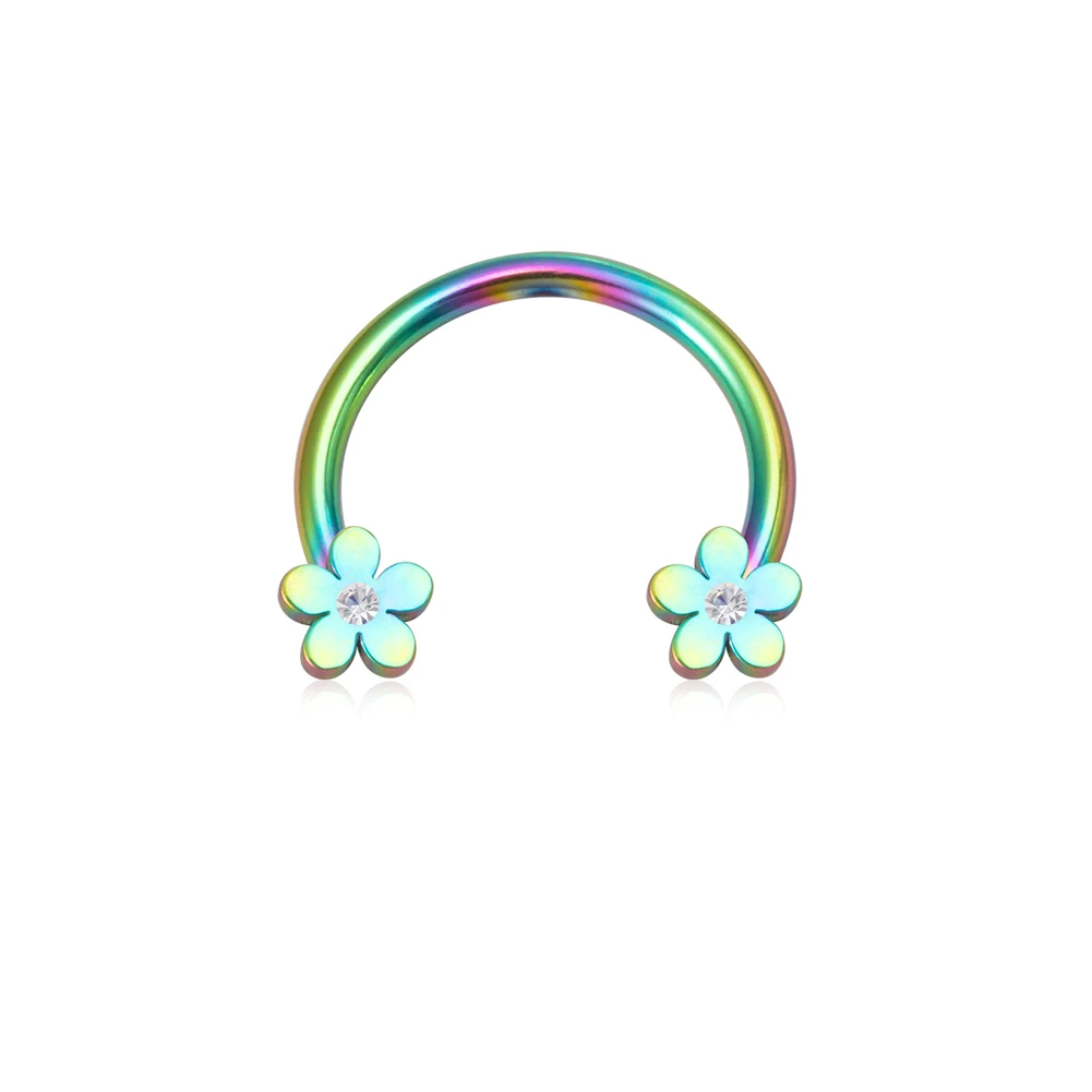 Piercing do nosa septum gwiazda serce kwiat BCR 16G Czarny, platerowany pistoletem