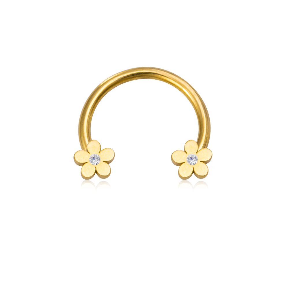 Piercing do nosa septum gwiazda serce kwiat BCR 16G Kolor różowego złota