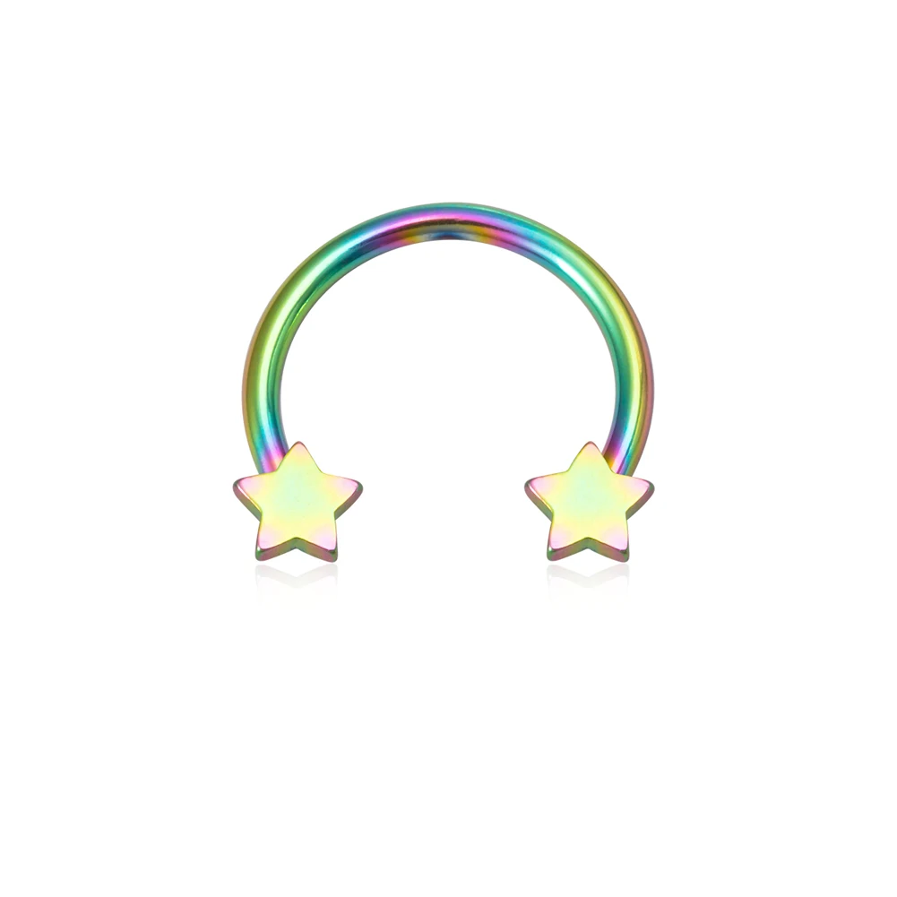 Piercing do nosa septum gwiazda serce kwiat BCR 16G Rodowany