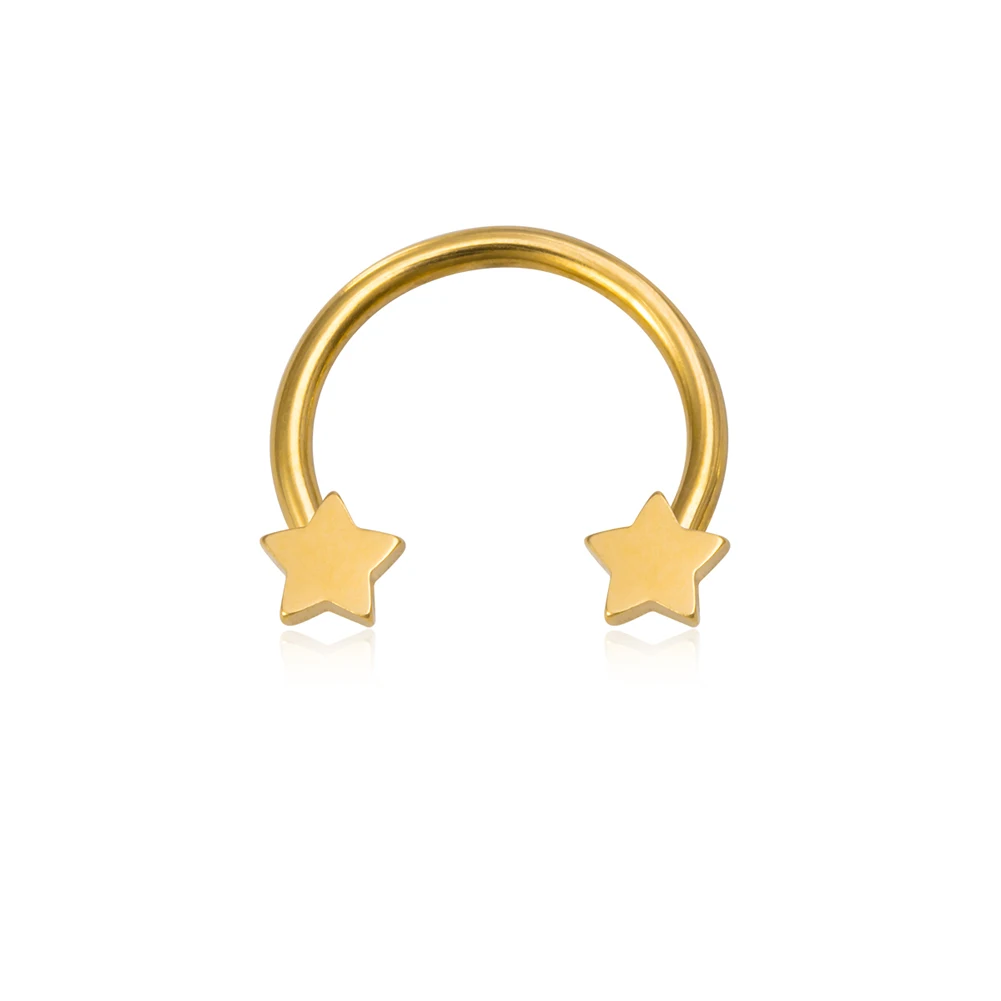 Piercing do nosa septum gwiazda serce kwiat BCR 16G Złoty kolor