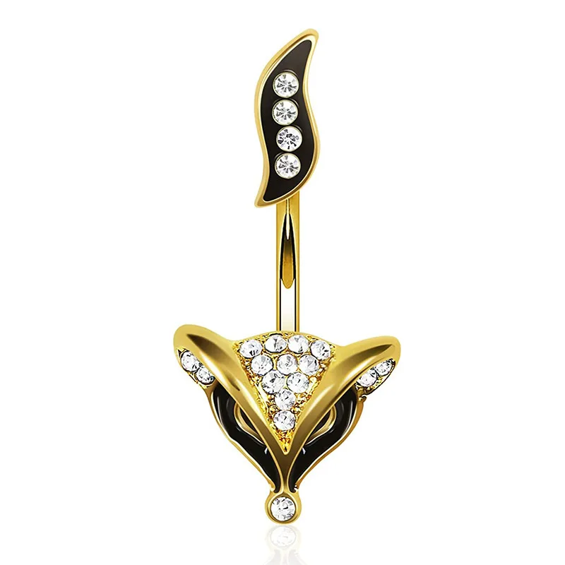 Piercing do pępka z kryształem – lis, serce, wąż, demon, motyw gotycki Antyczne posrebrzane