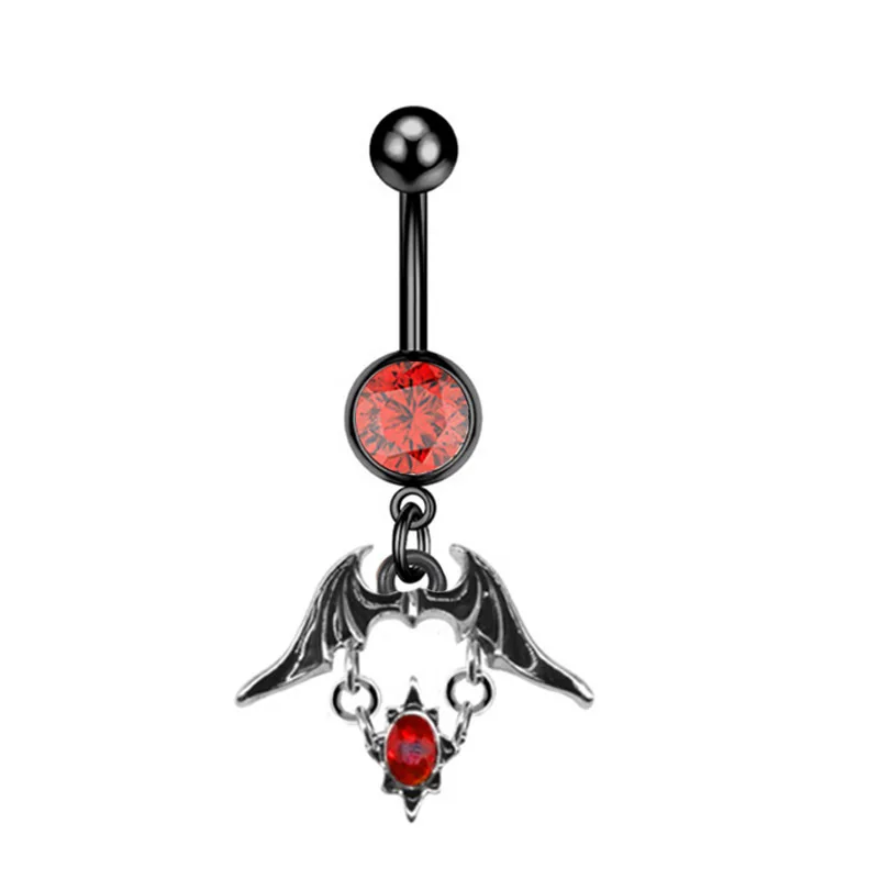 Piercing do pępka z kryształem – lis, serce, wąż, demon, motyw gotycki Antyczne pozłacane